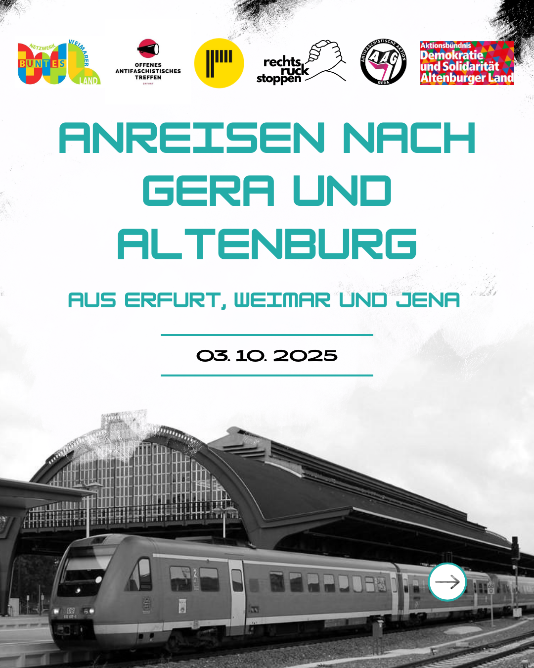 Altenburg und Gera, 03.10.25: Gemeinsame Anreisen aus Erfurt, Weimar und Jena