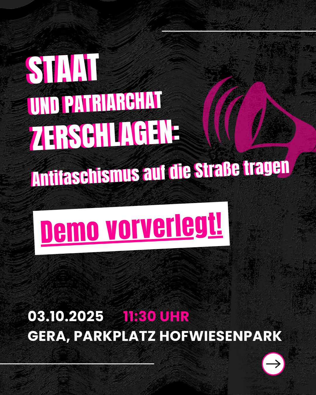 Gera, 03.10.25: Demo vorverlegt!