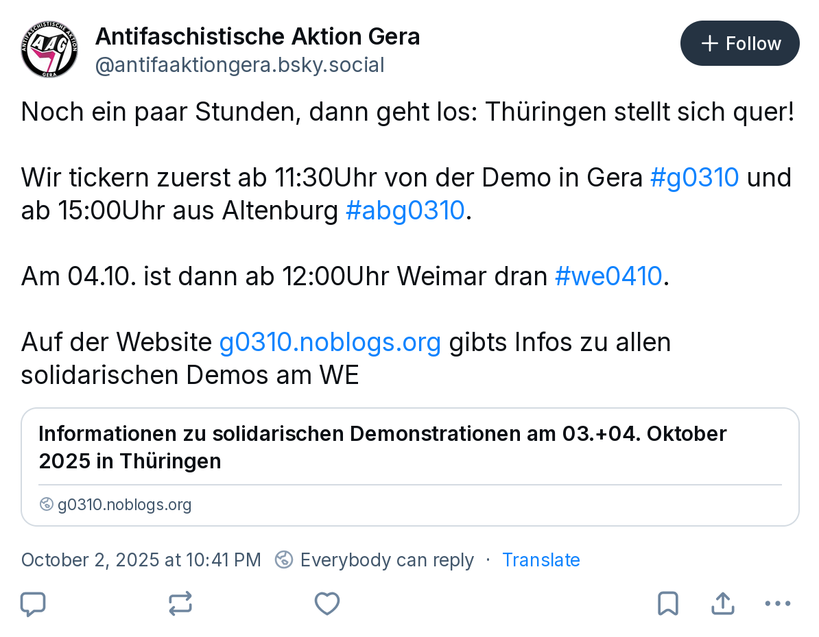 Altenburg, Gera und Weimar: Demoticker
